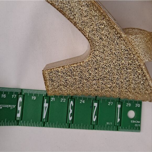 Sz 8 Gold Glitter Jelly Block High Heel Sandals Shoes NEW Platform Meta… - Picture 4 of 8